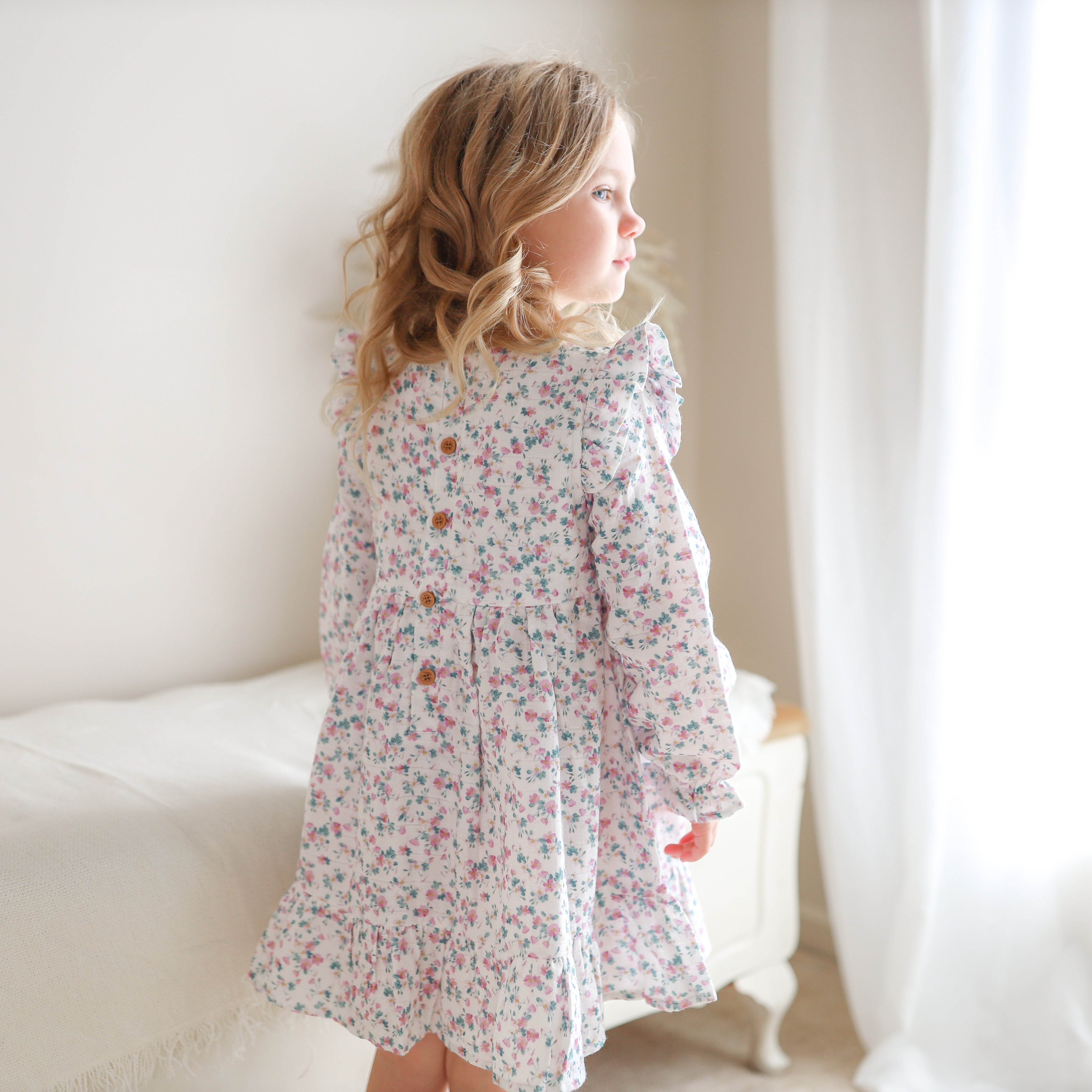 Muslin Ruffle Dress for Baby Girls - Soft Cotton Wren Style Outfit | Perfect for Photoshoots, Parties & Special Occasions