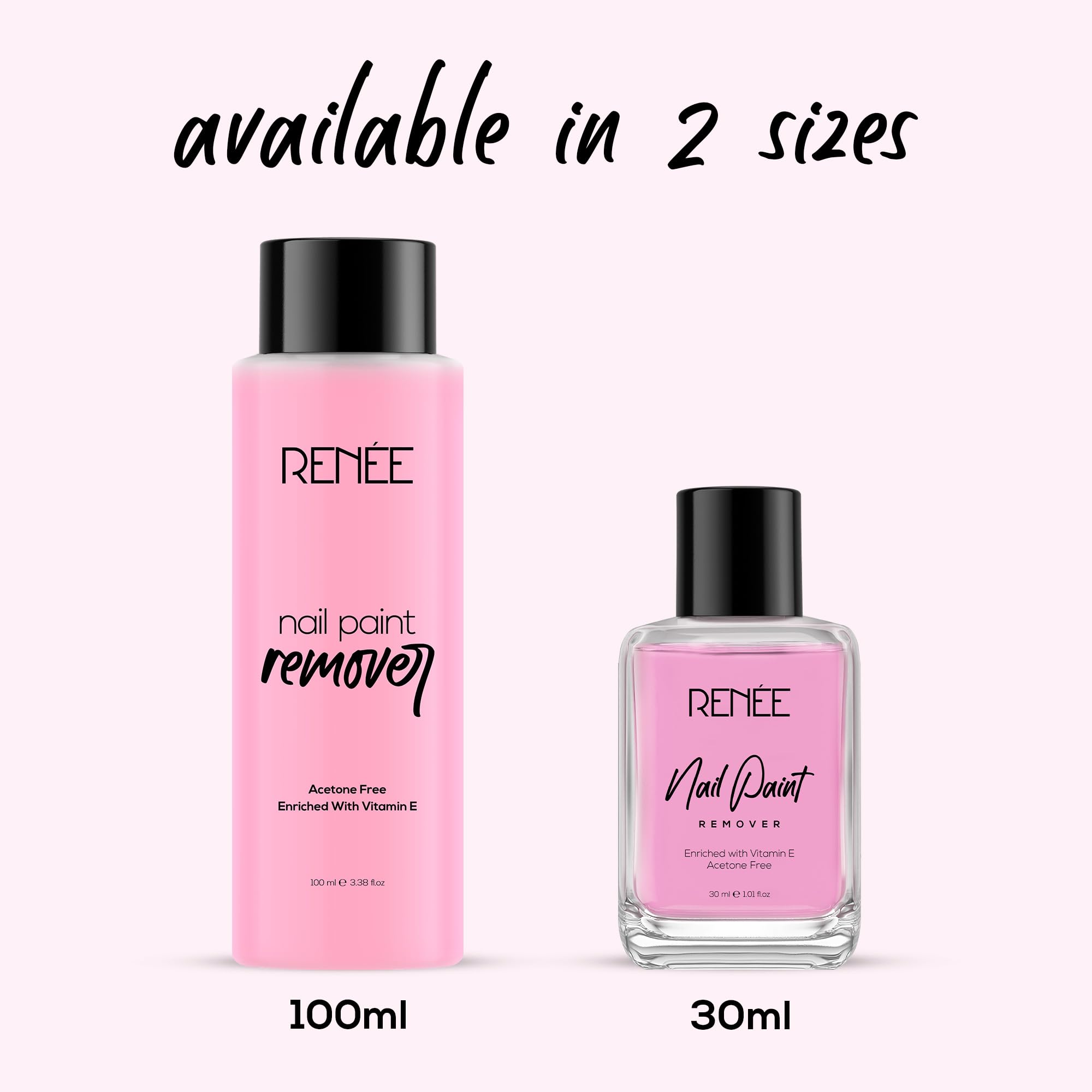RENEE Nail Polish Remover 30ml - Acetone Free, Moisturizing with Vitamin E & Glycerin - Gentle & Effective for All Nail Types - Nourishes & Prevents Stains - Perfect for Home Manicures, Salon Use & Travel
