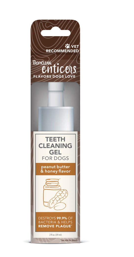 Tropiclean Enticers Teeth Cleaning Gel for Dogs - Peanut Butter & Honey Flavor (2oz) | Dog Dental Care Solution | Freshens Breath & Reduces Plaque | Easy-to-Use Toothpaste for Daily Oral Hygiene