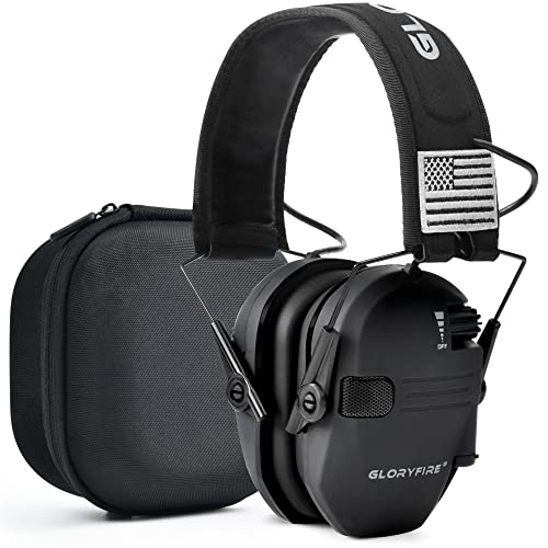 GLORYFIRE Electronic Shooting Ear Protection - Noise Cancelling Ear Muffs for Hunting, Range & Outdoor Sports - Comfortable Hearing Protection for Adults