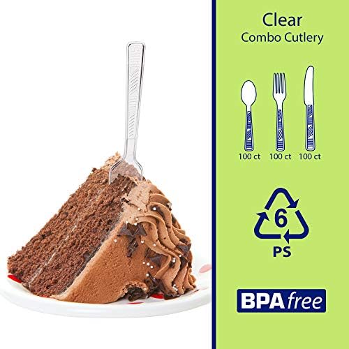 300-Piece Clear Plastic Cutlery Set - Disposable Silverware Utensils for Parties, Picnics & Events | Party Dimensions Combo Box