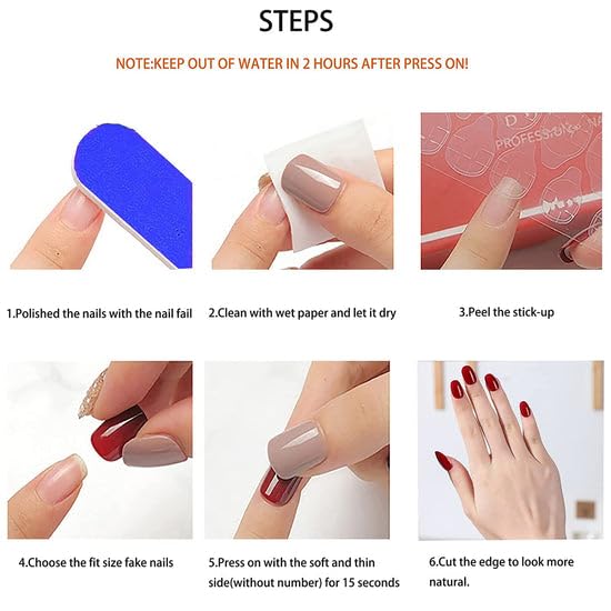KIRA Artificial Fake Nails Kit with Nail Glue & Buffer - Natural False Nails for Women, Long Lasting Waterproof Press On Nails for Daily Wear, Parties & Special Occasions (Style A13)
