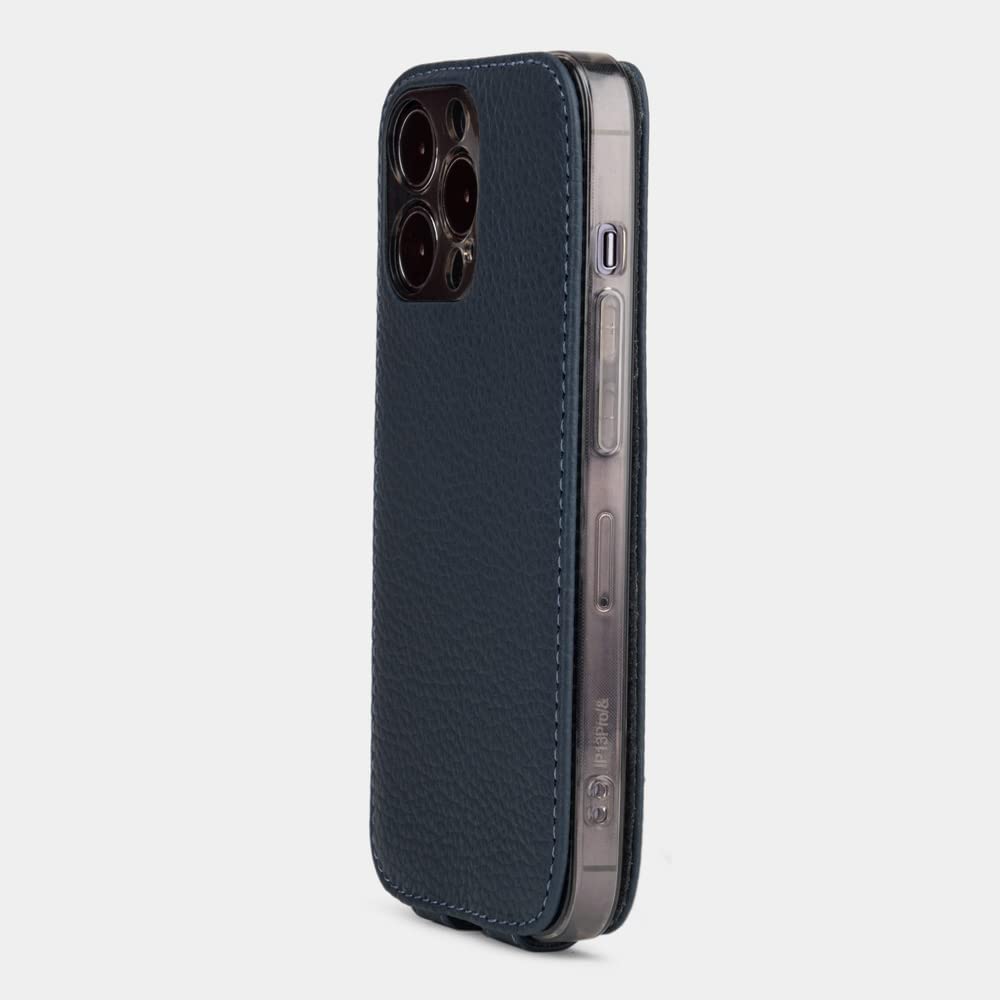 Premium Genuine Leather Wallet Case for iPhone 13 Pro Max - Slim RFID Blocking Protective Cover with Card Slots - Made in France (Blue) | Perfect for Travel, Business & Everyday Use