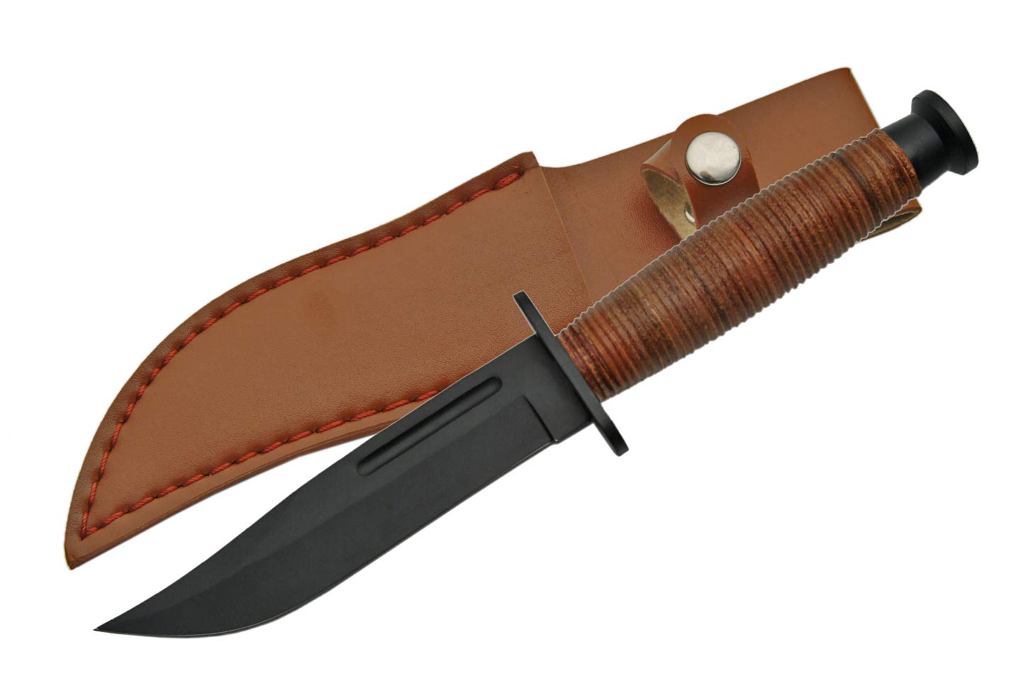 SZCO SUPPLIES 211142 Fighter's Hunter Knife with Leather Handle - Outdoor Survival, Camping, Hunting, and Tactical Use