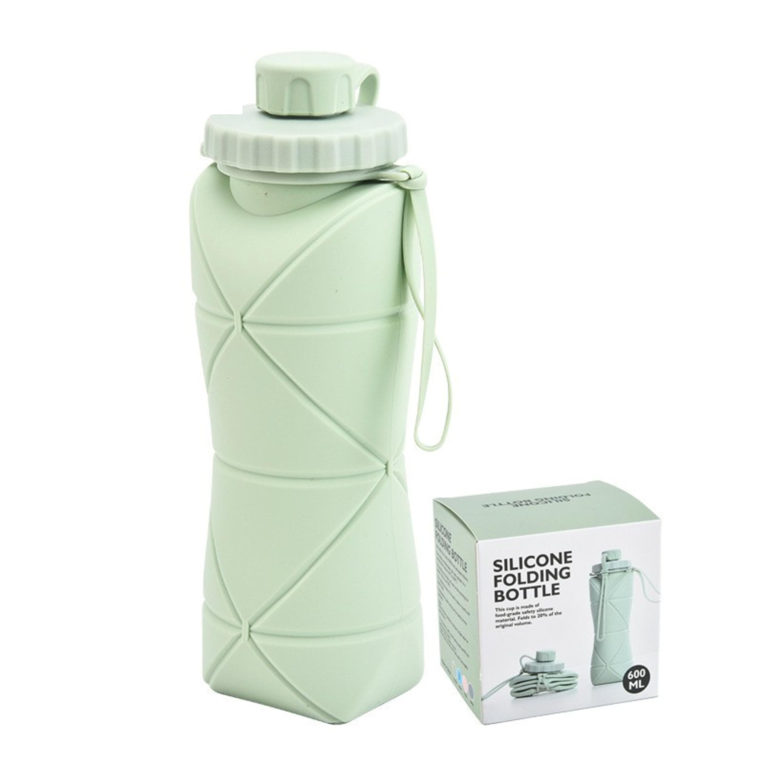 Collapsible Water Bottle - Portable & Lightweight Reusable Travel Water Bottle with Leak Proof Lid - Perfect for Hiking, Camping, Gym & Outdoor Activities (Green)