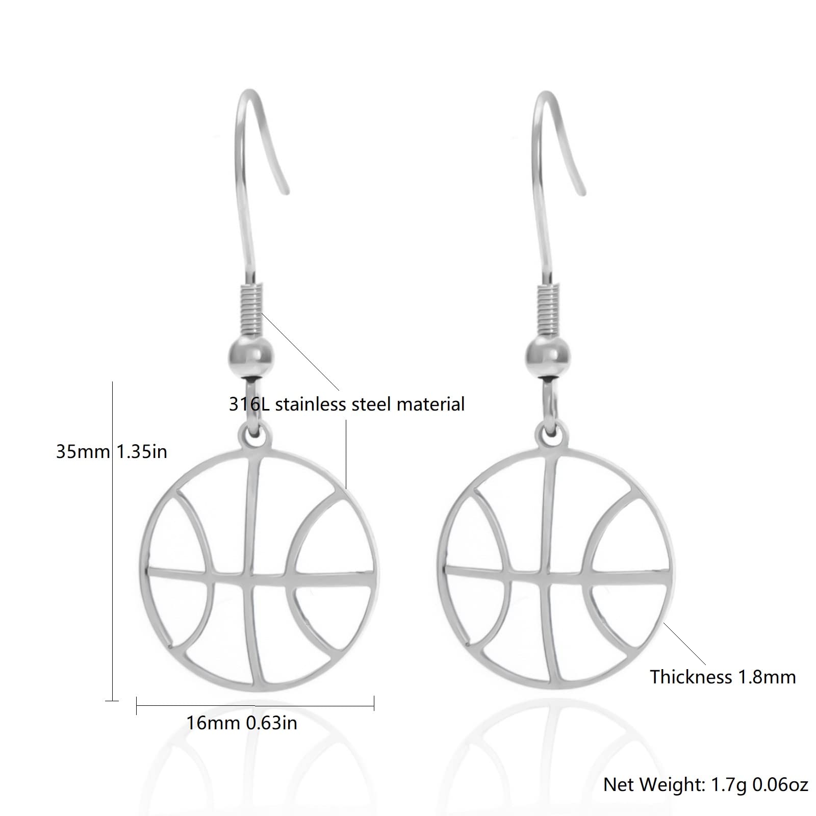 Hypoallergenic Basketball Earrings for Women - Dangle Sport Jewelry Gift for Female Athletes & Basketball Fans | Perfect for Game Day, Workout & Casual Wear