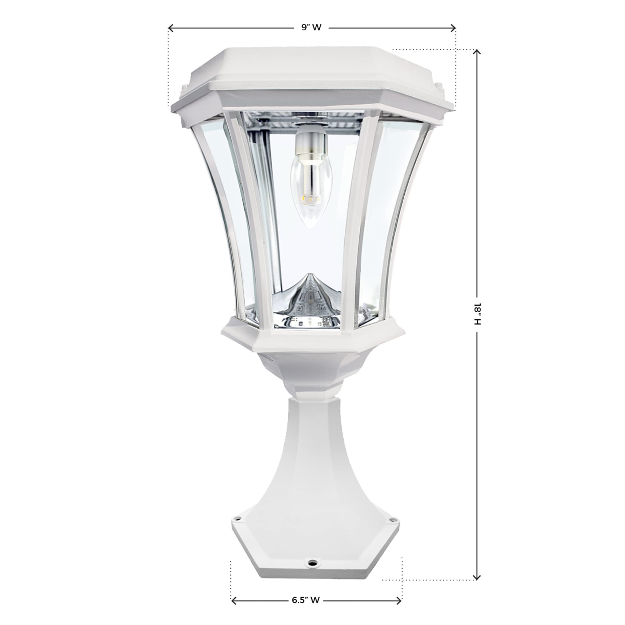 Gama Sonic Solar Outdoor Post Light - Victorian Style Bulb, White Aluminum, 1-Light with 3 Mounting Options (Post, Column & Wall) - Weatherproof Solar Powered Garden Lighting for Driveway, Pathway & Landscape Decoration (Model 94B233)