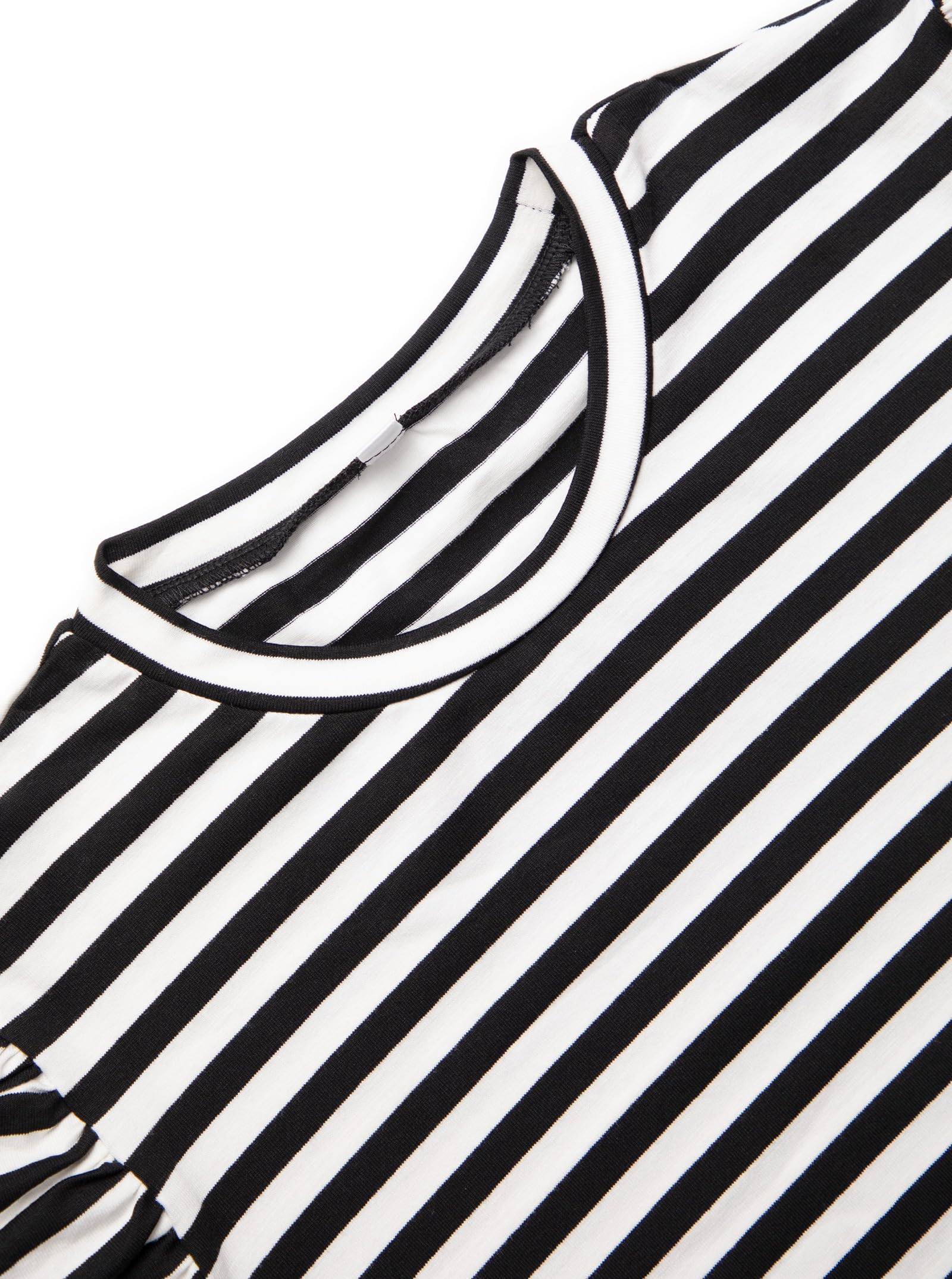 LilyCoco Women's Striped Puff Sleeve T-Shirt - Breton Crewneck Loose Fit Casual Tee for Everyday Wear, Weekend Outings & Summer Fashion