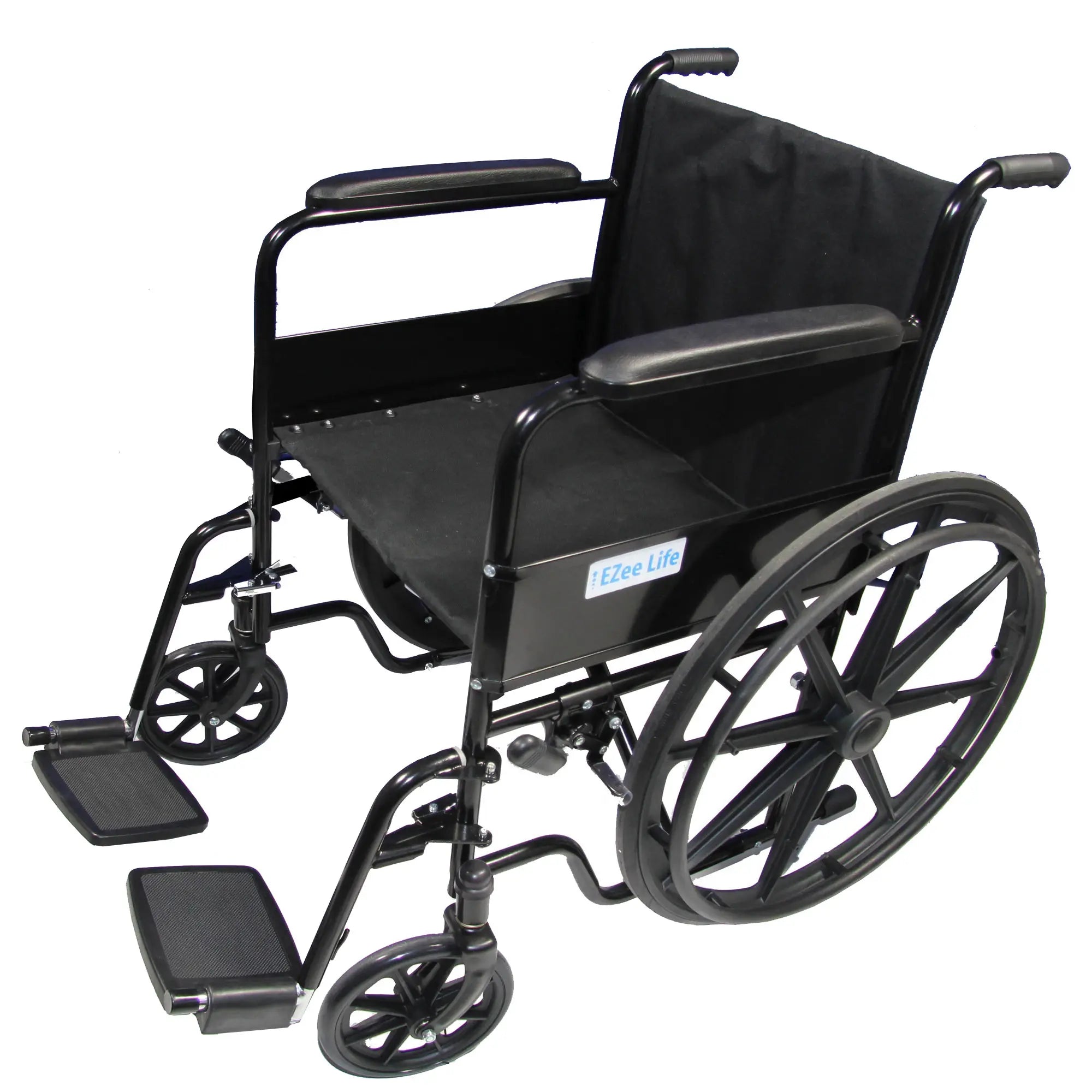 EZee Life Lightweight Foldable Economy Wheelchair for Adults - 18 Inch Seat, Portable & Durable - Ideal for Travel, Elderly Care & Home Use