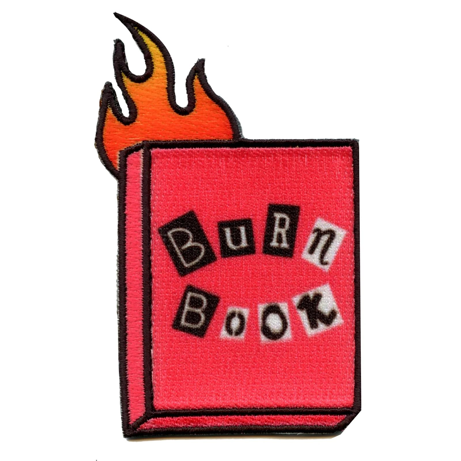 Pink Burn Book Patch - Fire Insult Embroidered Iron-On Applique for Jackets, Bags & DIY Crafts | Perfect for Mean Girls Costumes & Punk Fashion