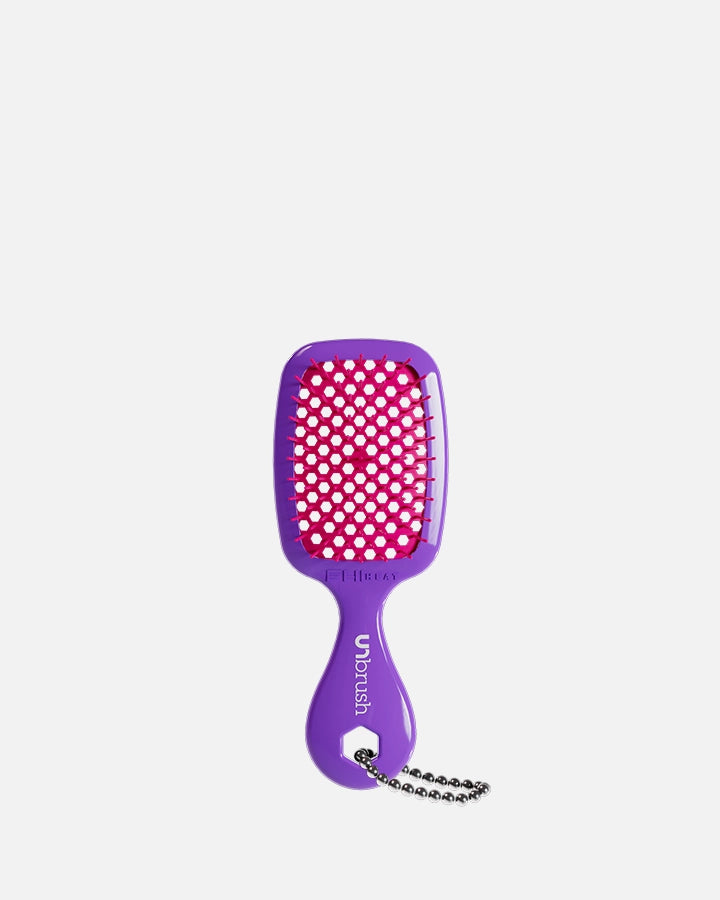 UNbrush Super Mini Keychain Electric Berry - Portable Hairbrush for Travel, Gym & On-The-Go Styling - Compact Detangling Brush for Purse, Backpack & Everyday Carry