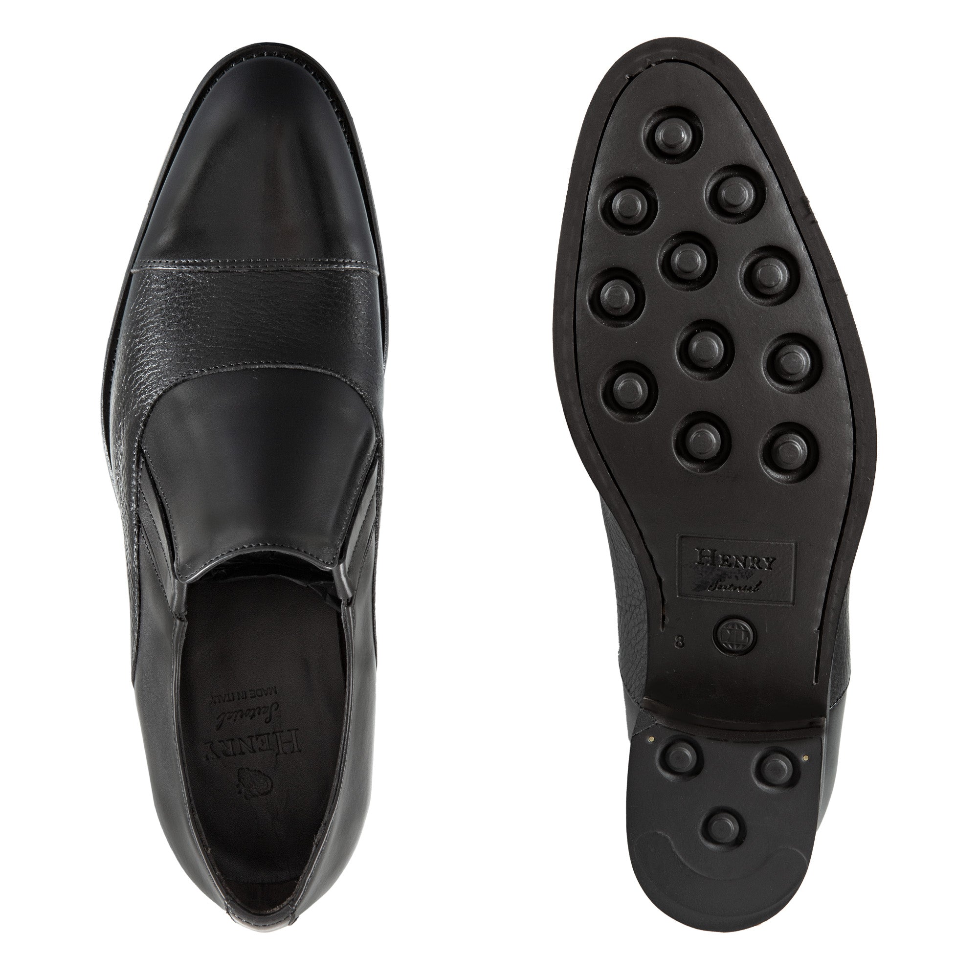 Henry Sartorial Classic Elastic Loafers for Men - Comfortable Slip-On Dress Shoes in Black | Perfect for Business, Office & Formal Occasions