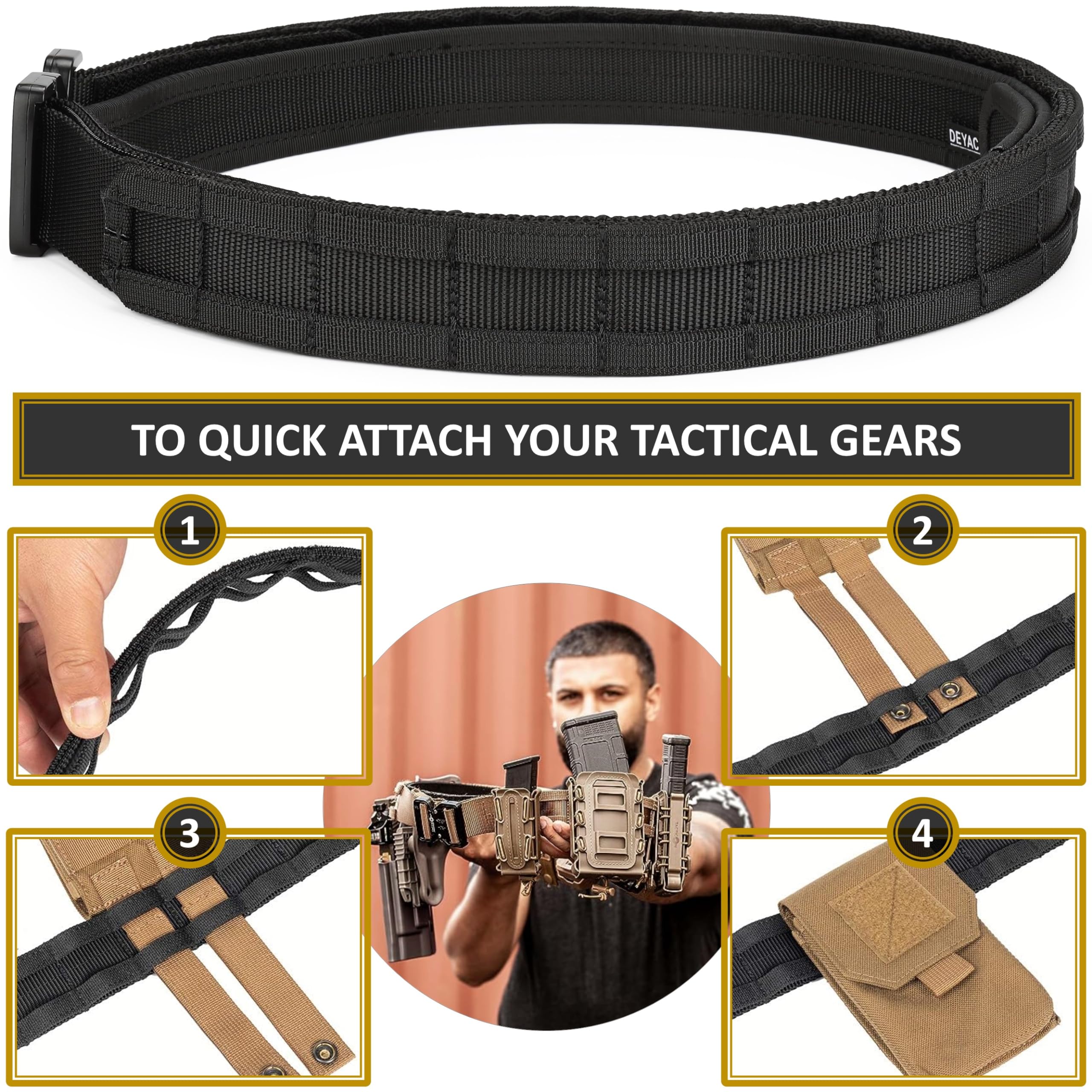 Quick Release Battle Belt - 1.75'' Tactical MOLLE Heavy Duty Belt with 1.5'' EDC Inner Belt for Law Enforcement, Military & Shooting Sports | Perfect for Range Training, Tactical Missions & Outdoor Adventures