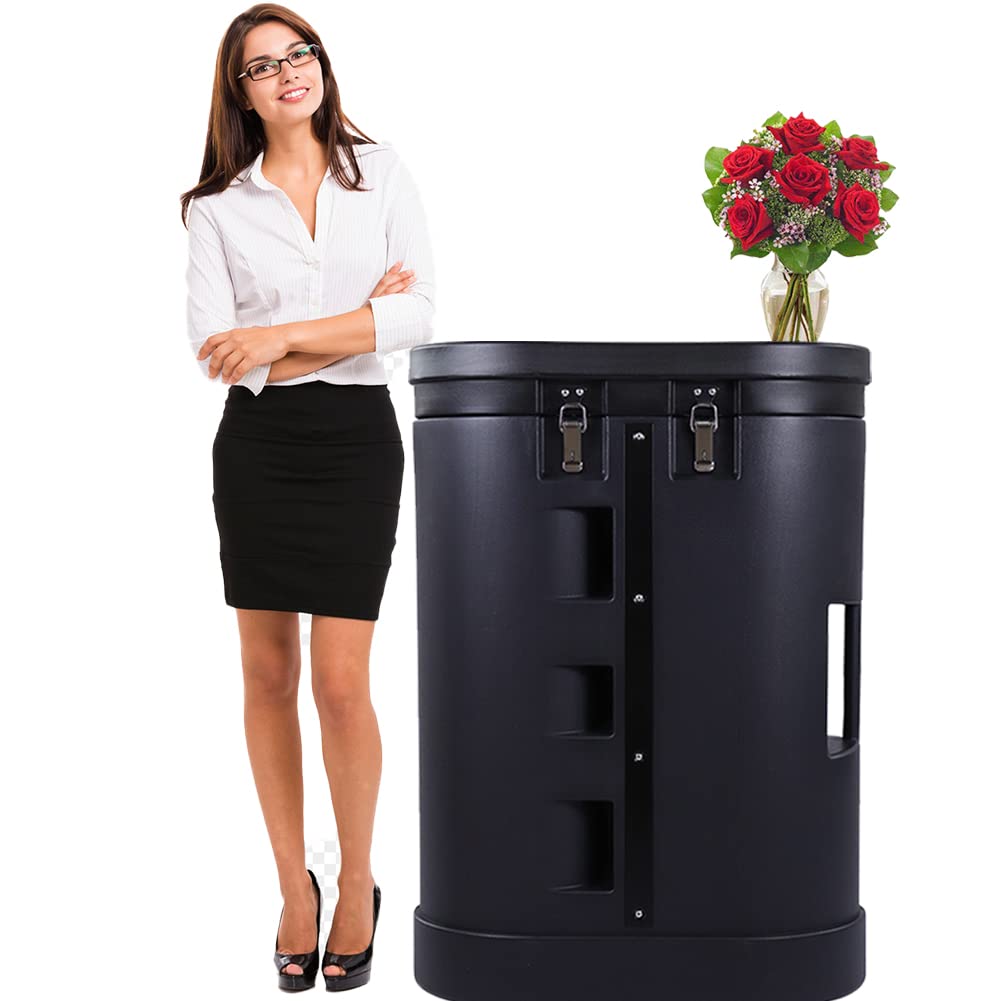 Tiger-Hoo 39-Inch Tall Large Oval Trade Show Hard Case with Twist Latches & Wheels - Durable Pop Up Display Stand Storage Box for Event Booths & Exhibitions | Perfect for Convention Transport & Retail Signage Protection