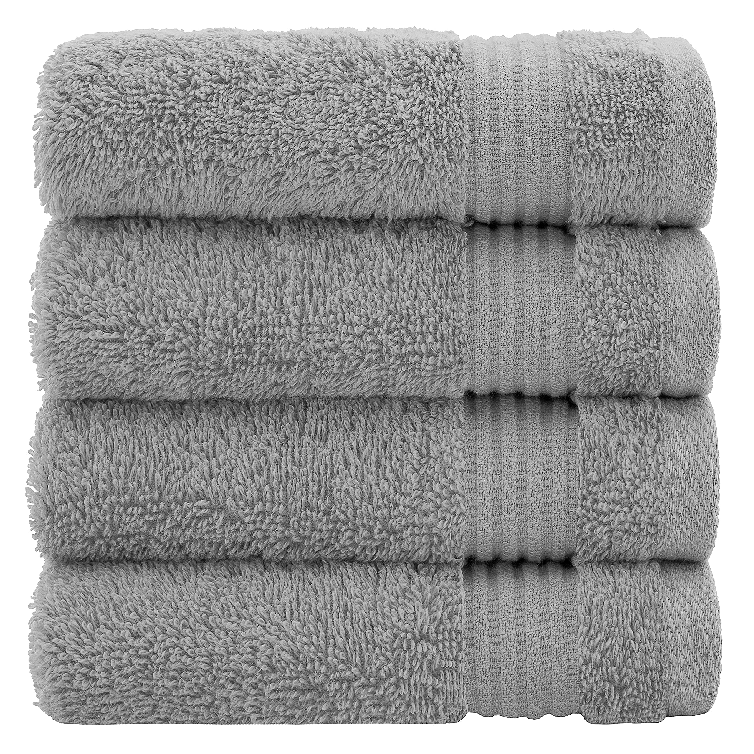 100% Cotton Turkish Washcloths - 4 Pack Soft Absorbent Face & Body Towels for Bathroom, Spa & Travel - Light Gray Hand Towels & Wash Rags for Gentle Exfoliation & Skincare