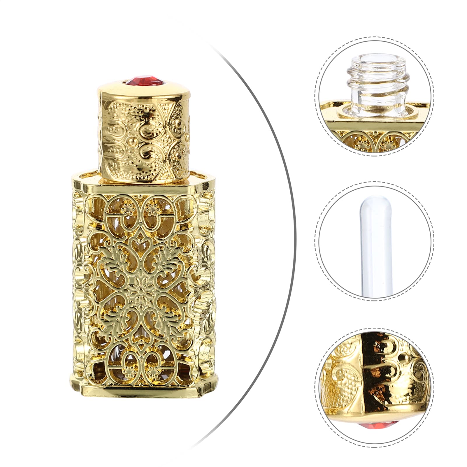 Vintage Metal Essential Oil Bottle - 3ml Small Glass Travel Dispenser for Aromatherapy, Diffusers & DIY Lotions | Retro Spray Bottle for Home, Office & Travel Use