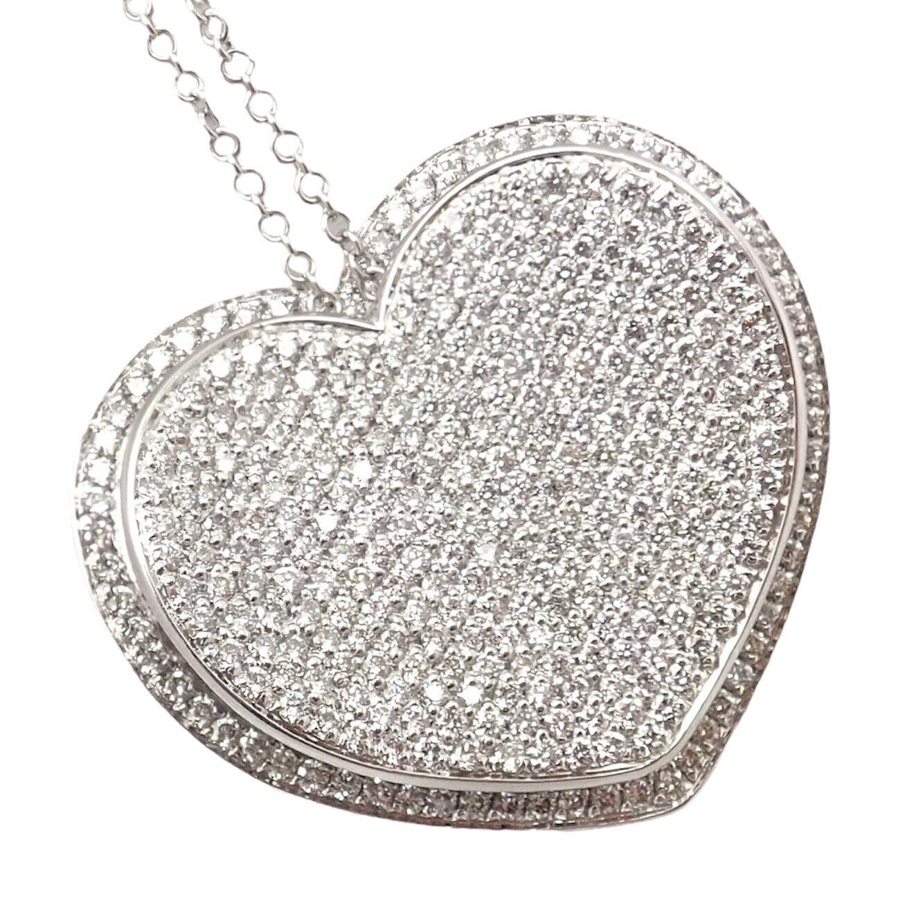 Authentic Pasquale Bruni 18k White Gold 2.02ct Pave Diamond Heart Necklace - Luxury Valentine's Gift for Her, Anniversary Jewelry & Romantic Occasion Present