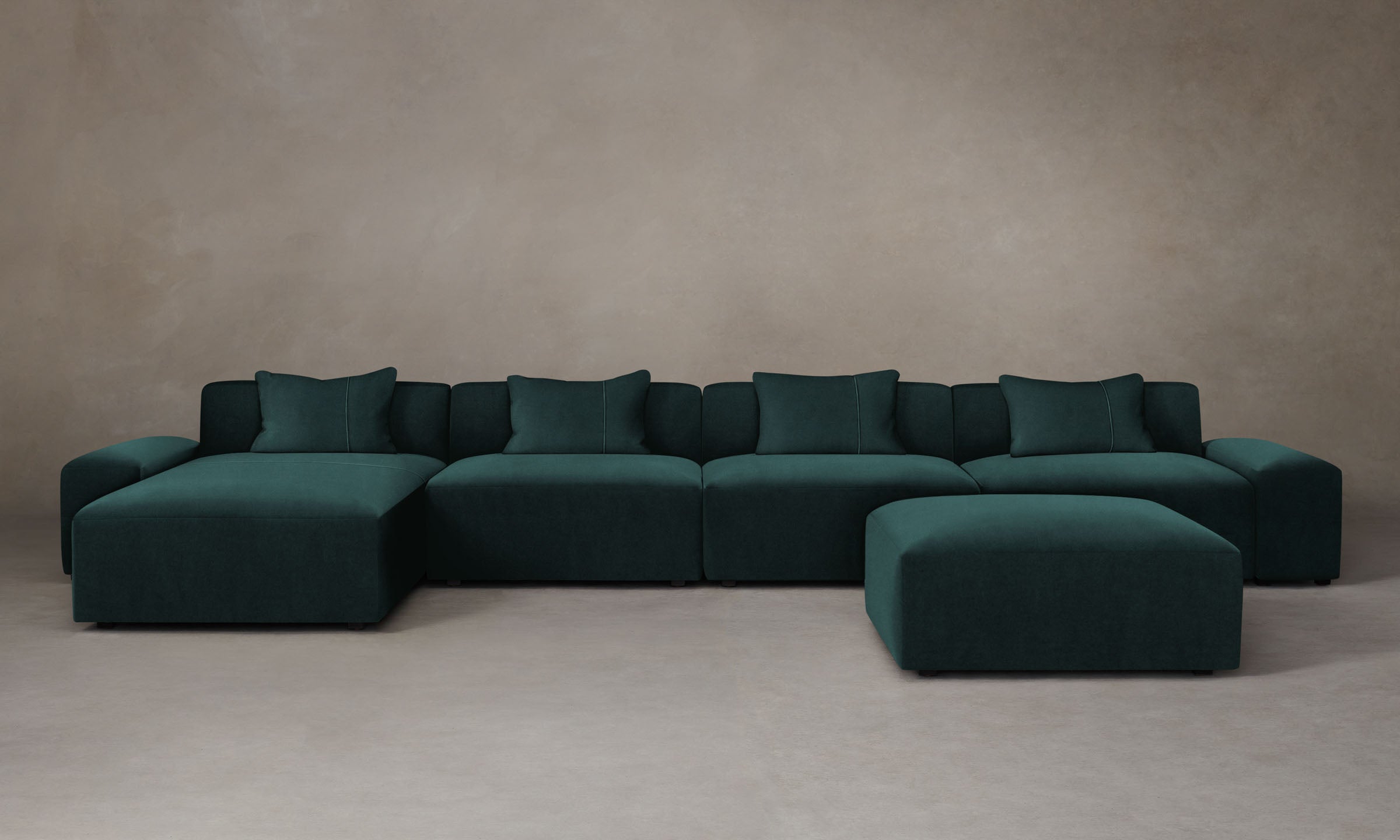 Breuer Modular Sectional Sofa - Performance Velvet Emerald Green | Modern Living Room Furniture for Home & Office