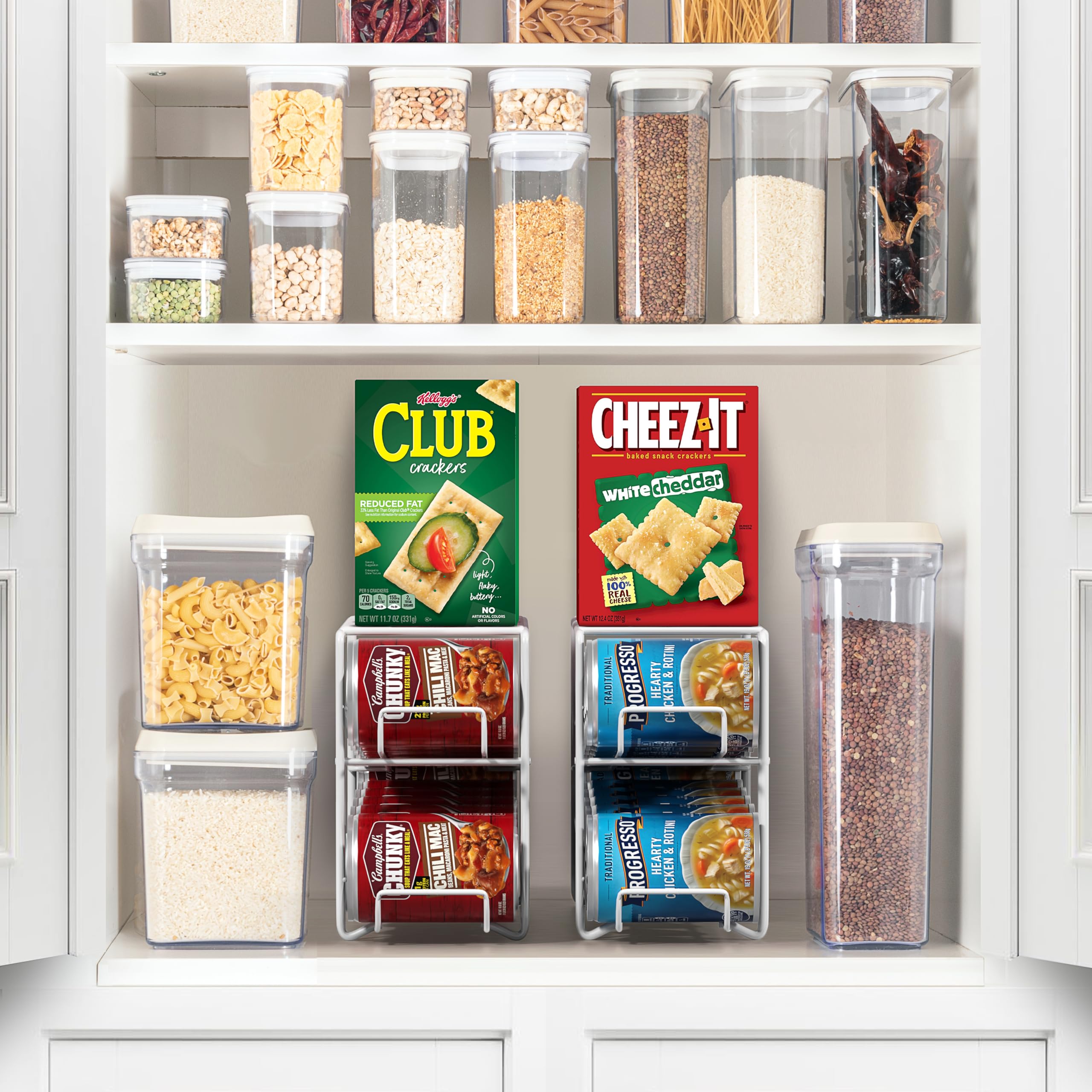 Sorbus 12oz Soda Can Organizer & Dispenser - 2 Pack White Refrigerator Storage Rack for 12 Standard Cans | Perfect for Kitchen, Pantry, Office Mini Fridge & Party Beverage Organization