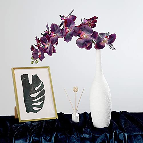 40 Inch Artificial Phalaenopsis Silk Orchid Flowers - Real Touch Fake Orchid Branches for Home, Office, Wedding Decor - Pack of 2 (Eggplant Purple) - Perfect for Centerpieces, Table Decorations & Wall Arrangements