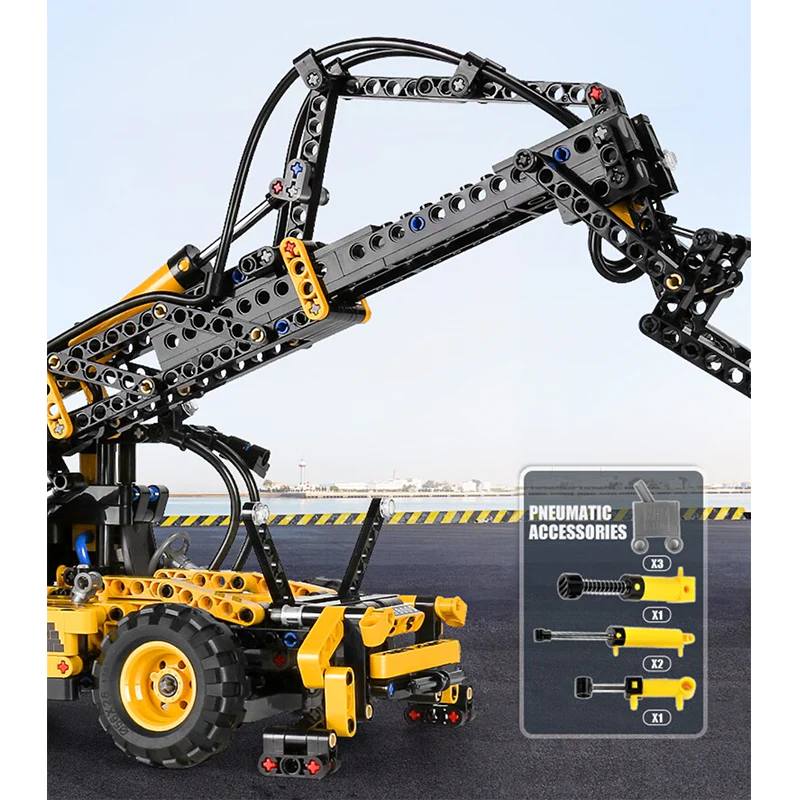 MOULD KING 19009 Pneumatic Forklift Building Blocks Toy Set - 803 PCS STEM Construction Kit for Kids & Adults | Educational Engineering Toy for Creative Play, Birthday Gifts & Classroom Activities
