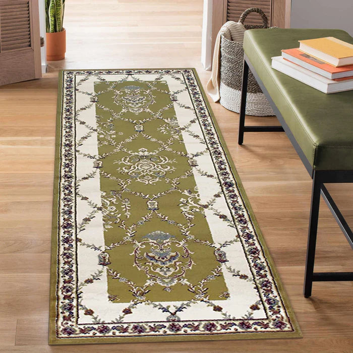 Stratton Victorian Floral Vines Lattice Indoor Area Rug - Soft Non-Slip Living Room Carpet for Bedroom, Nursery, Dorm & Home Decor