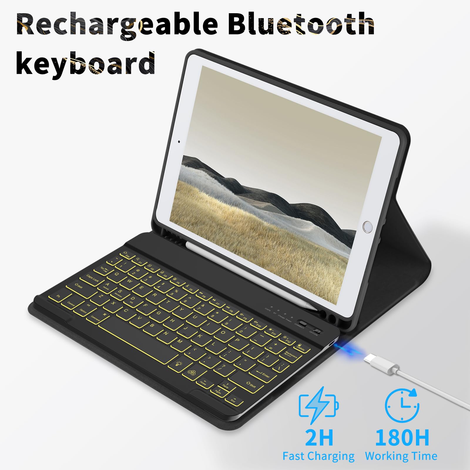 FUWANG 10.2 Inch iPad Keyboard Case for iPad 9th/8th/7th Gen, iPad Air 3rd Gen & iPad Pro 10.5