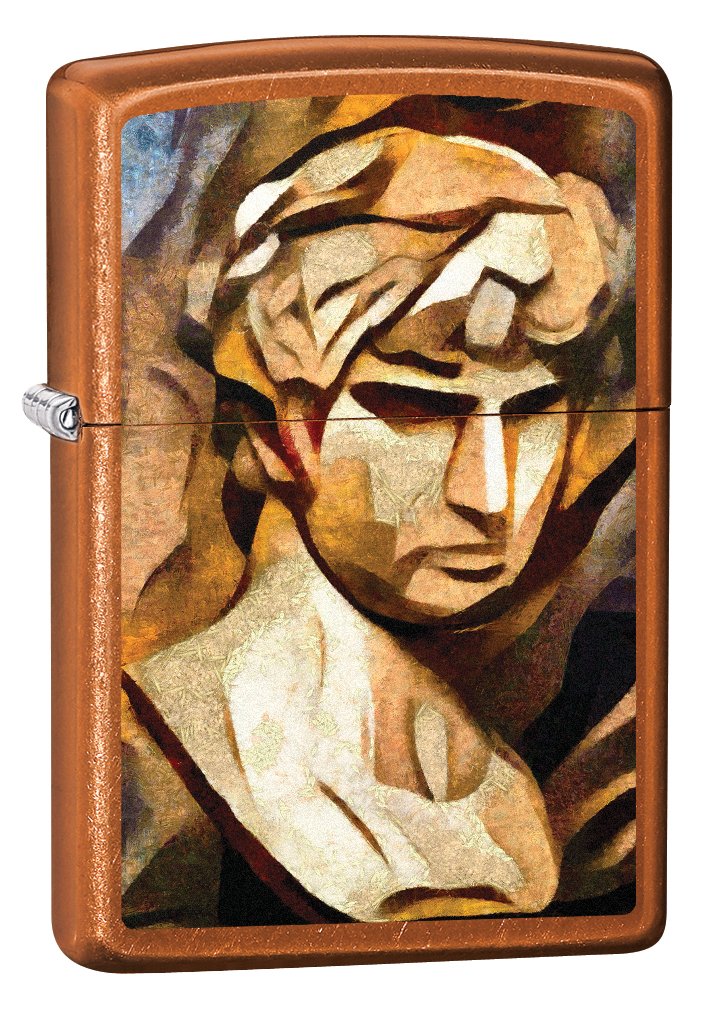 Zippo Custom Lighter with Roman Sculpture Painting - Toffee 79062 | Windproof Refillable Metal Lighter for Outdoor Camping, Hiking & Everyday Carry