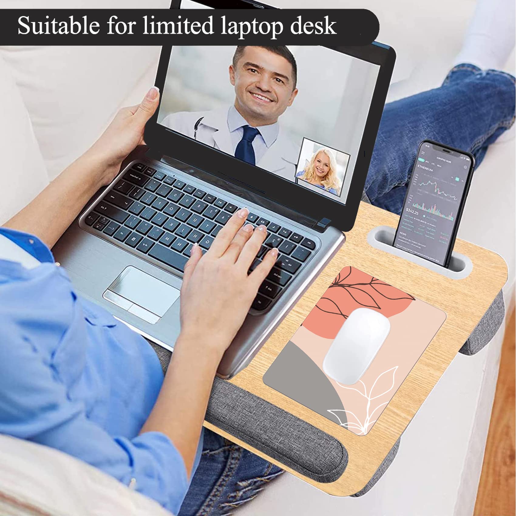 6x8 Inch Mini Mouse Pad - Portable Small Mouse Pad with Non-Slip Rubber Base, Cute Square Waterproof Desk Mat for Wireless Mouse & Laptop - Perfect for Travel, Home & Office Use (Modern Leaves Design)