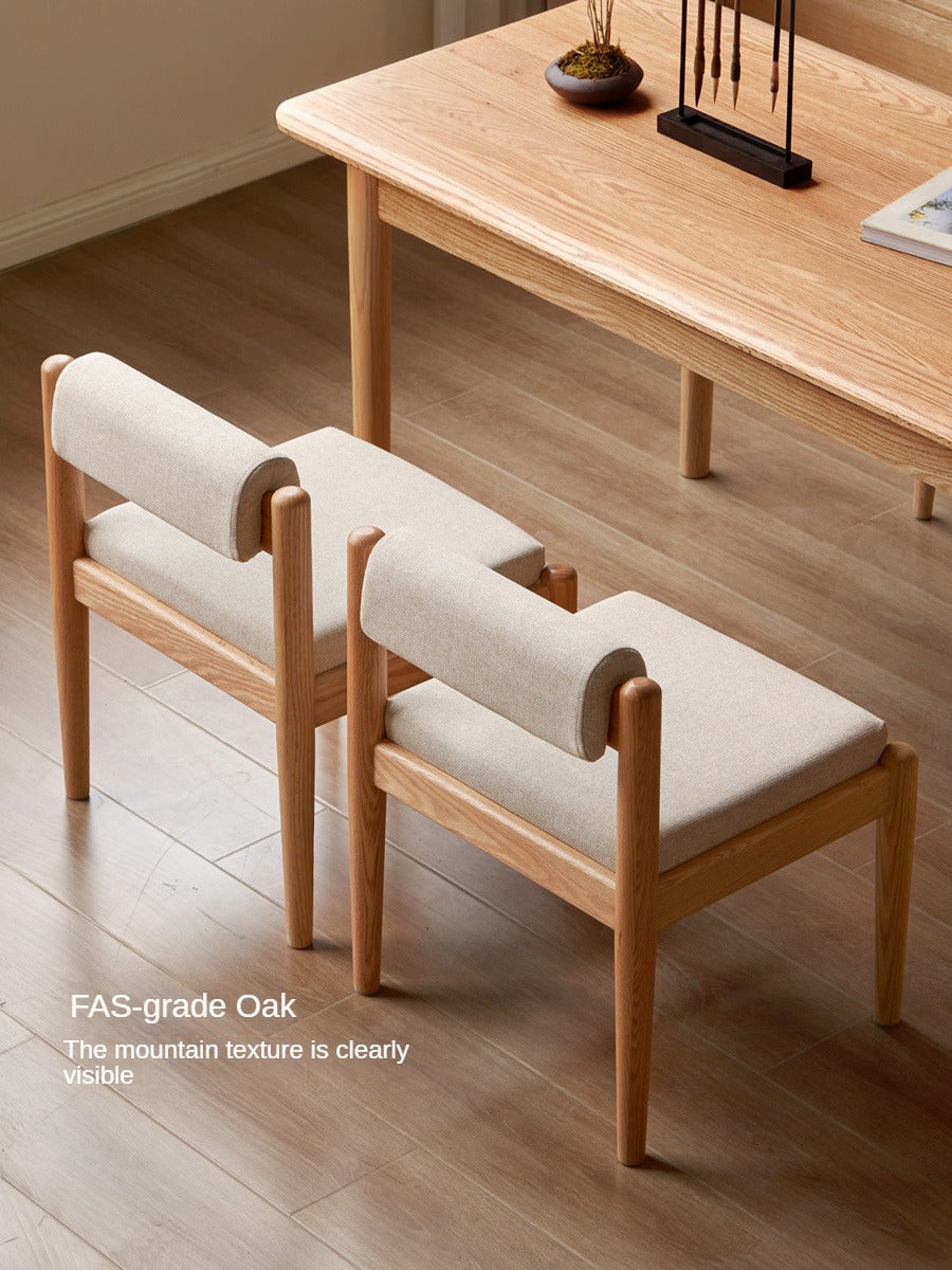 Solid Oak Wood Low Back Small Dining Chair - Modern Kitchen & Breakfast Nook Seating - Perfect for Small Spaces & Compact Dining Areas