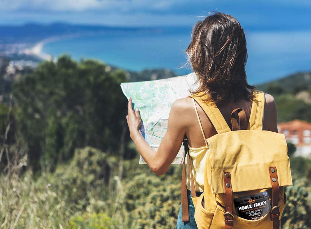 Noble Jerky - Vegan, Plant-Based Protein Snack, Non-GMO, Hickory Smoked Flavor (12 Pack, 70g Bags) | Healthy On-The-Go Snack for Hiking, Travel & Work