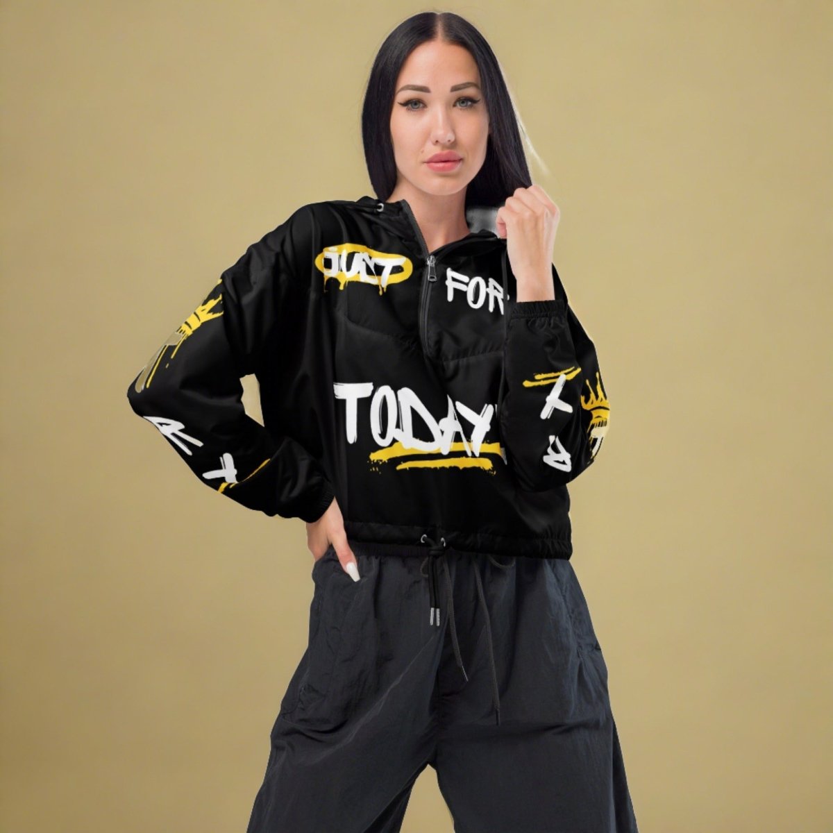 Resilience Reigns Cropped Windbreaker Jacket - Just For Today Edition | Lightweight Waterproof Outdoor Running & Hiking Windbreaker for Women