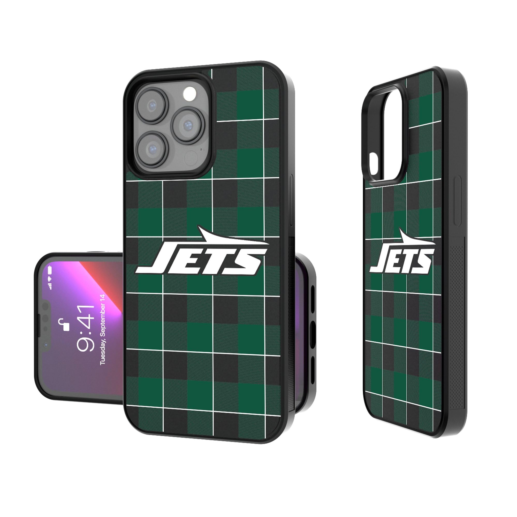 New York Jets iPhone Plaid Design Bump Case - Durable Protective Phone Cover for iPhone 13/14/15 Pro Max - Perfect for Football Fans, Game Days & Everyday Use