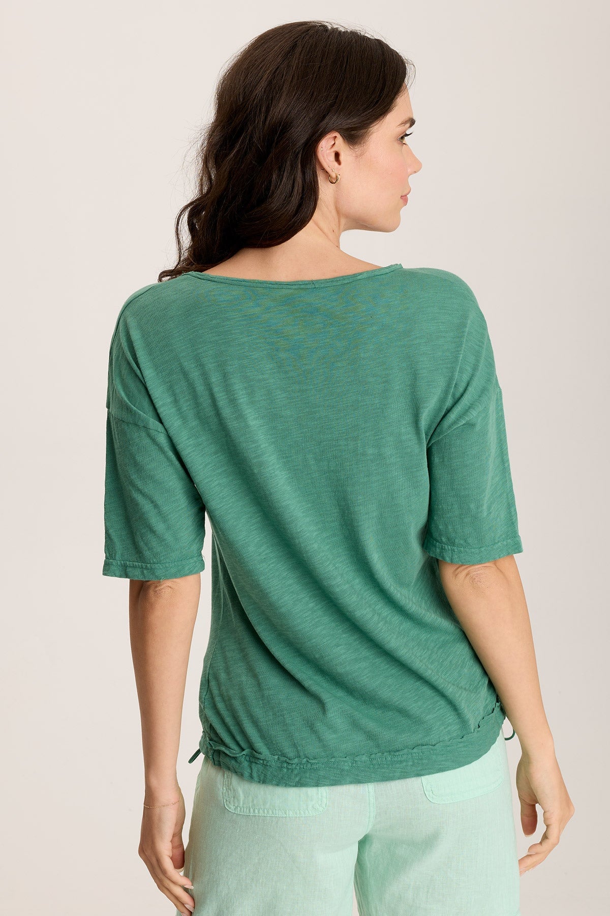 Rajni V Neck Cinchable Hem Tee for Women - Stylish Adjustable Fit T-Shirt - Casual & Work Wear - Perfect for Office, Date Night & Everyday Outfits