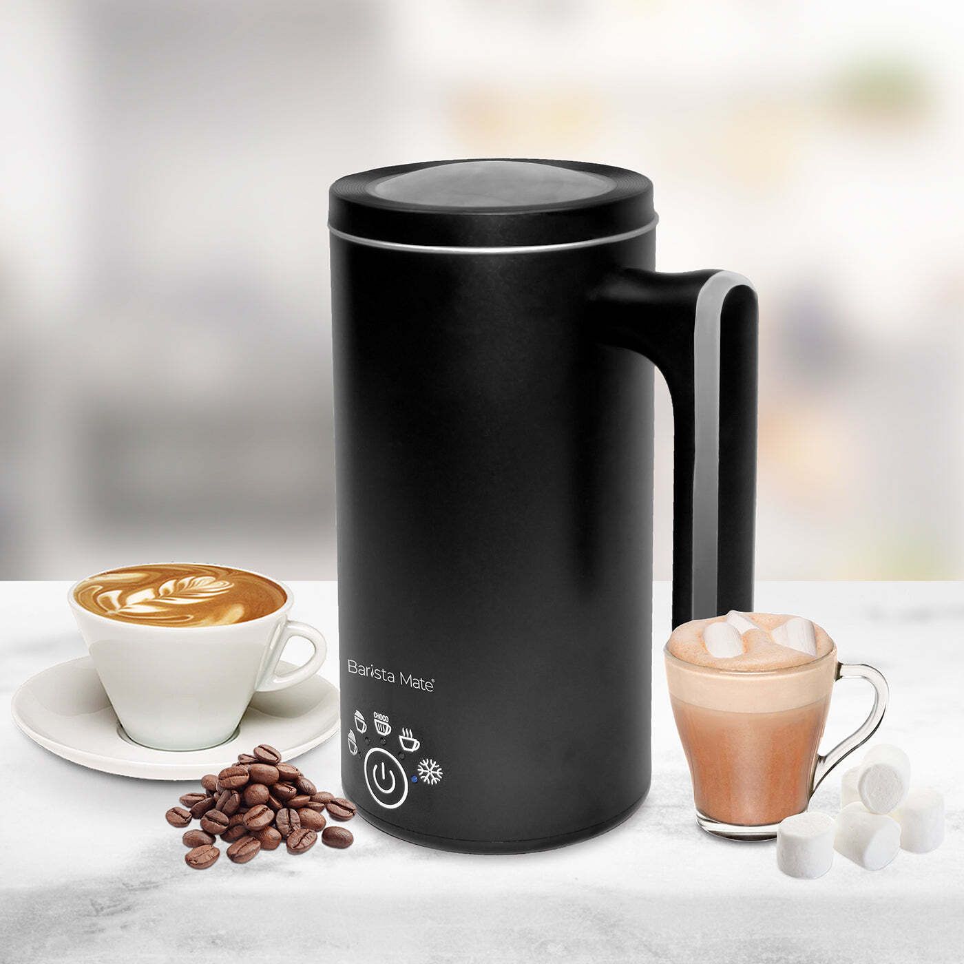 5-in-1 Electric Milk Frother for Hot & Cold Foam - Automatic Milk Warmer & Frother for Latte, Cappuccino, Hot Chocolate - Perfect for Coffee Shops & Home Baristas