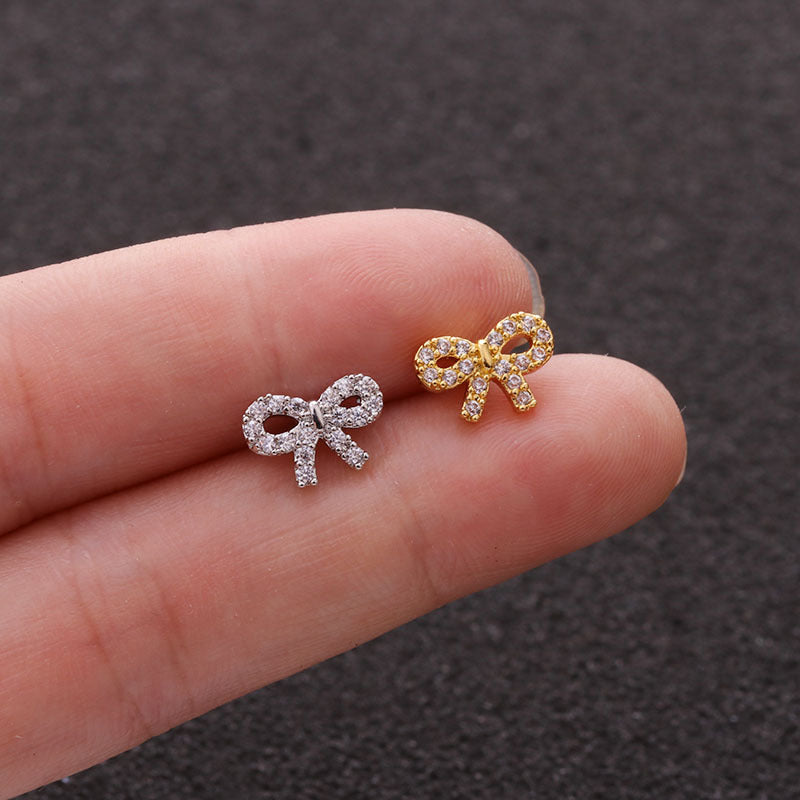 16G Tiny Bowknot Tragus Hoop Earrings for Cartilage Piercing | HSPJ1973 | Perfect for Everyday Wear and Special Occasions