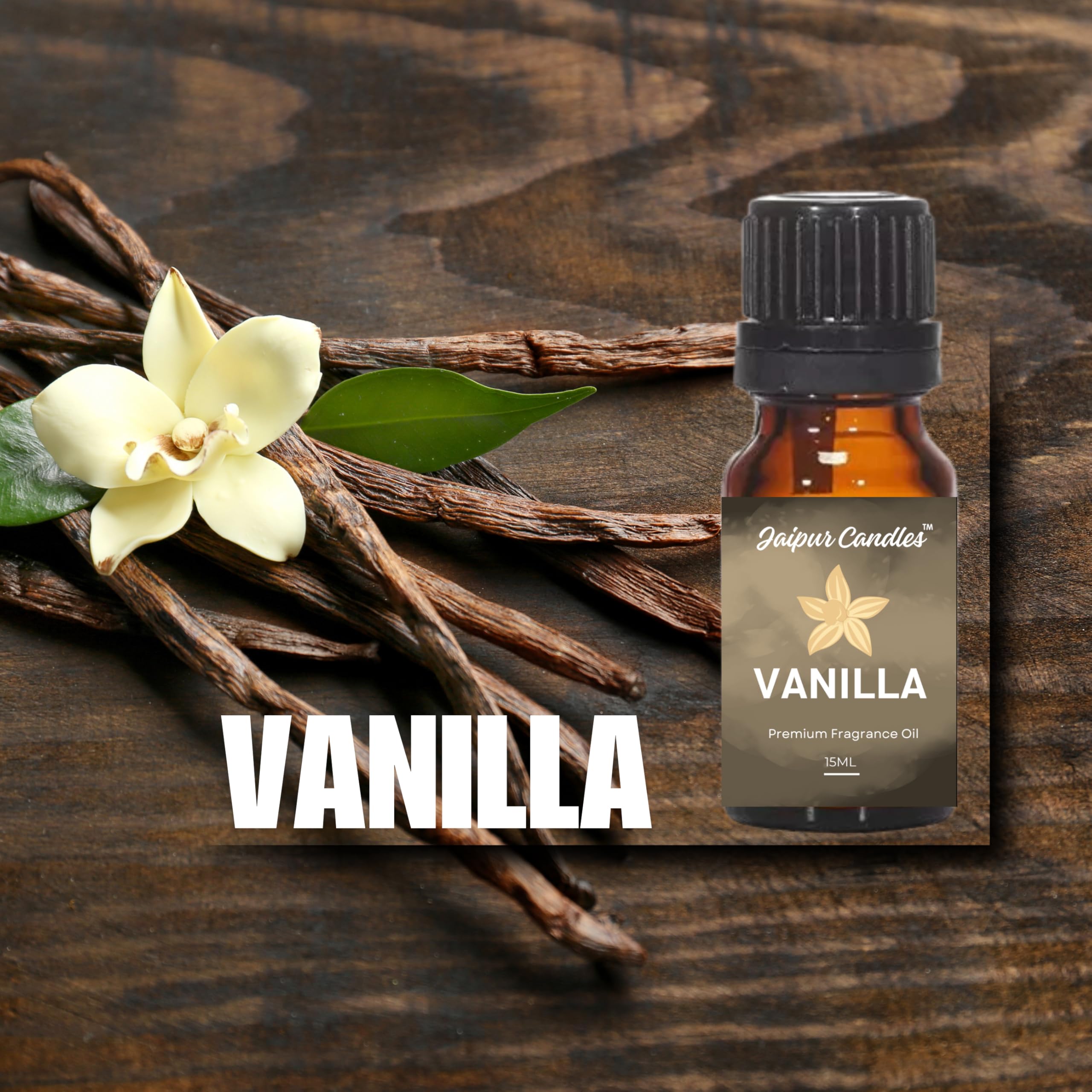 Jaipur Candles Premium Vanilla Fragrance Oil - 15ml Aromatherapy Essential Oil for Home, Diffusers, Candles & Soap Making | Long-Lasting Scent for Relaxation, Spa & Meditation | Perfect for Bedroom, Bathroom & Office Use