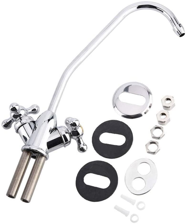 Premium Zinc Alloy Double Handle Kitchen Faucet with Chrome Finish - 1/4