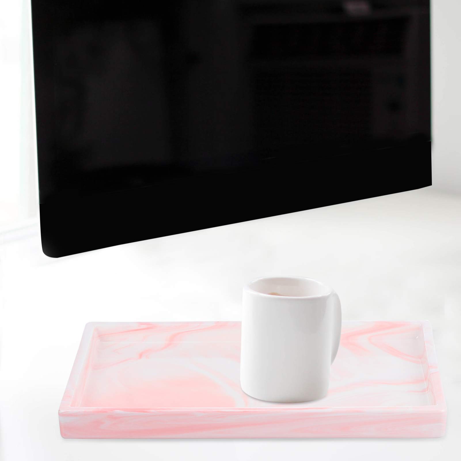 Elegant Marble Ceramic Jewelry Dish - Round Ring & Trinket Tray for Bathroom Vanity, Spa Decor, Hand Towel Holder & Decorative Storage Plate - Perfect for Home Organization & Gift Giving