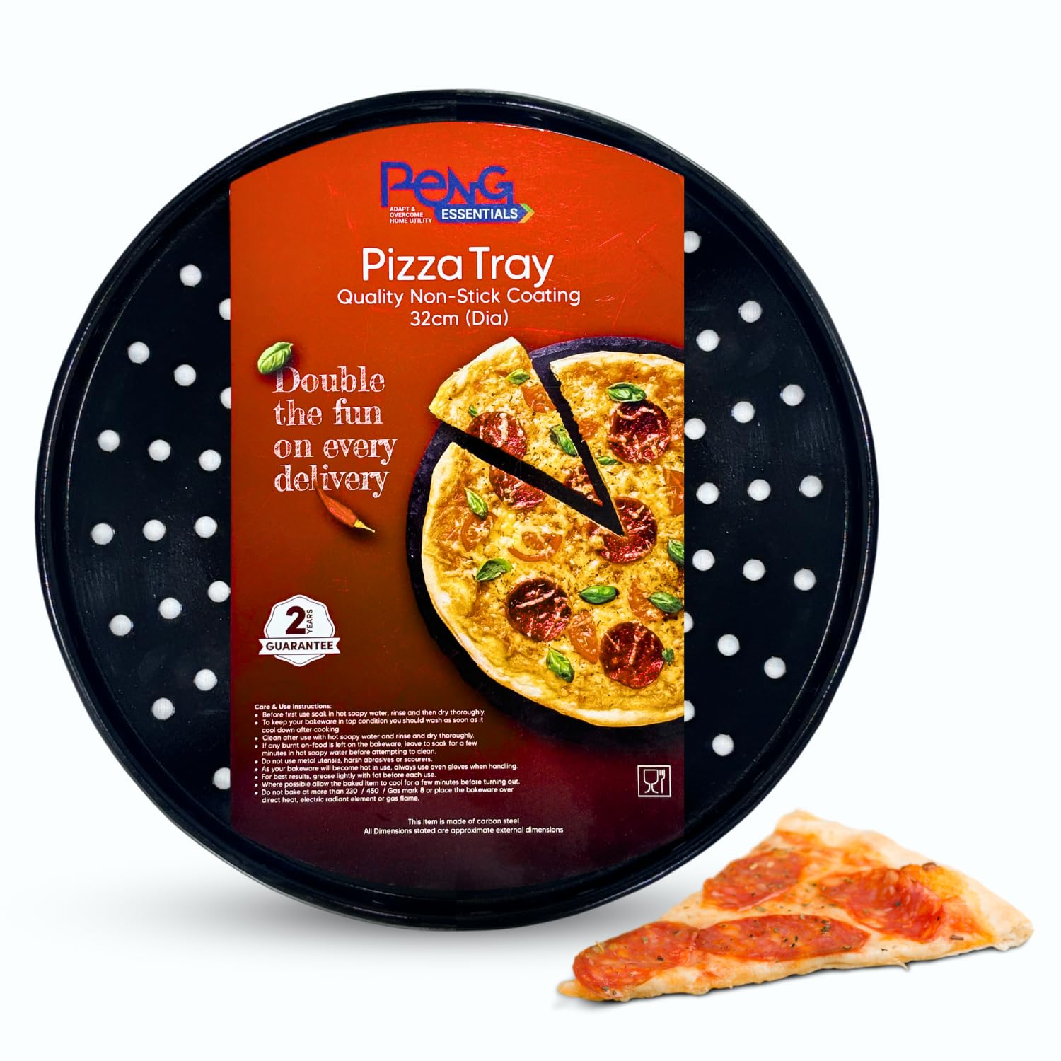 Premium Carbon Steel Pizza Pan for Oven, Microwave & OTG - 12 Inch Round Non-Stick Baking Tray (Black) - Perfect for Homemade Pizza, Bread & Pastries - Set of 1