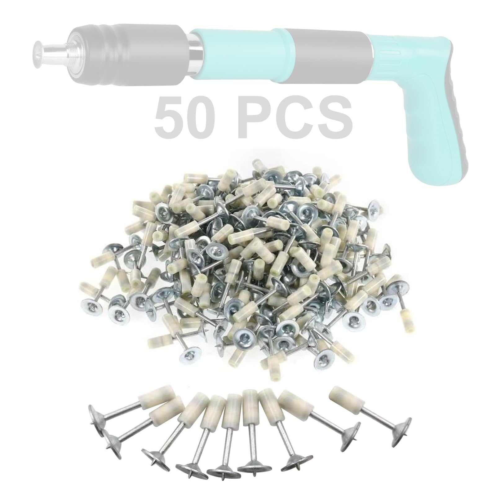 AASHRO MALL 7.3mm Manual Steel Nail Gun with 50pcs Round Nails - Wall Fastening Tool for Concrete, Ceiling & Cable Ducts | Repair & Slotting Device for Home Improvement & Construction Projects