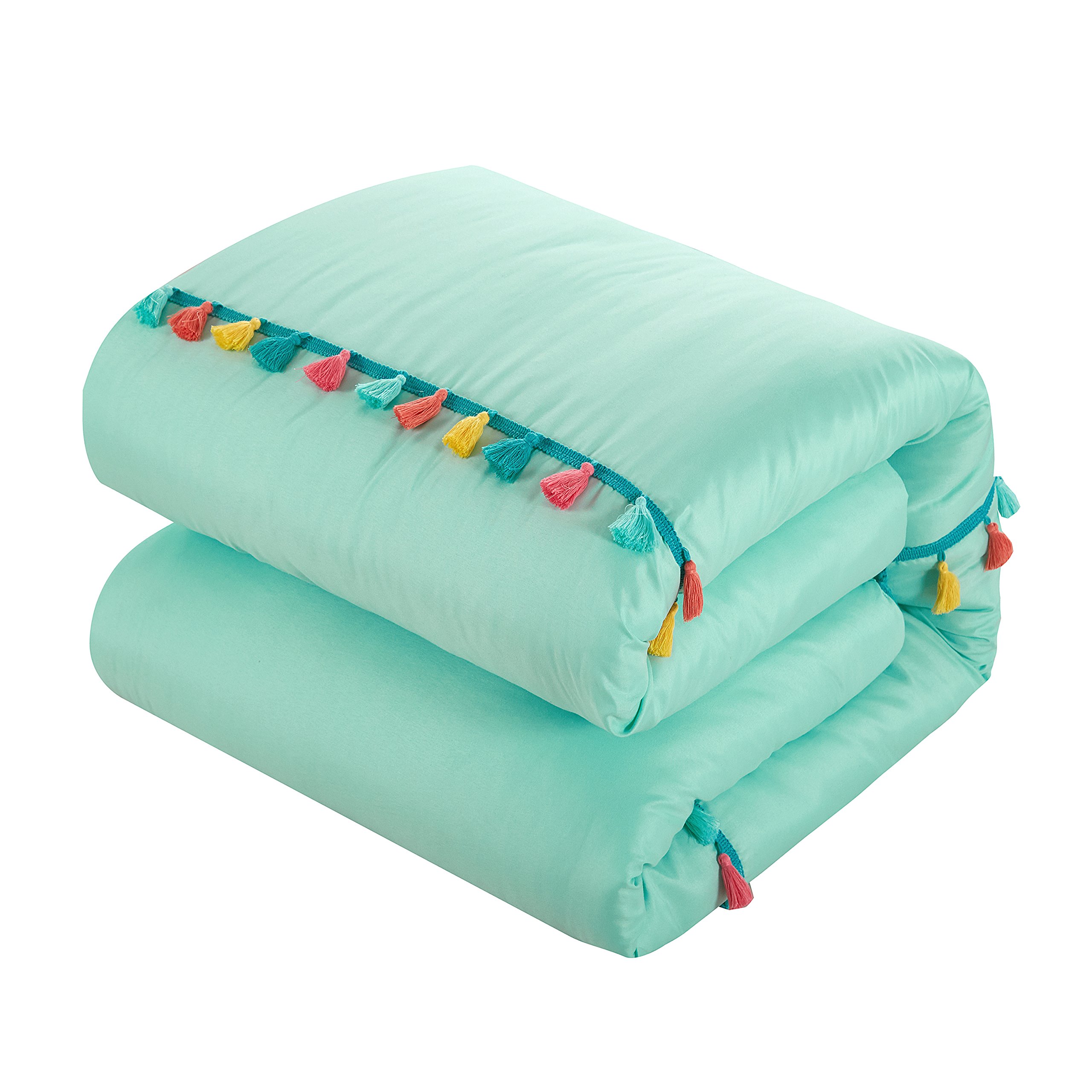 Idea Nouva Cassie Comforter Set Twin Size Aqua Blue - Soft Bedding Set for Kids & Teens Bedrooms, Dorm Room Essentials, Cozy Home Decor