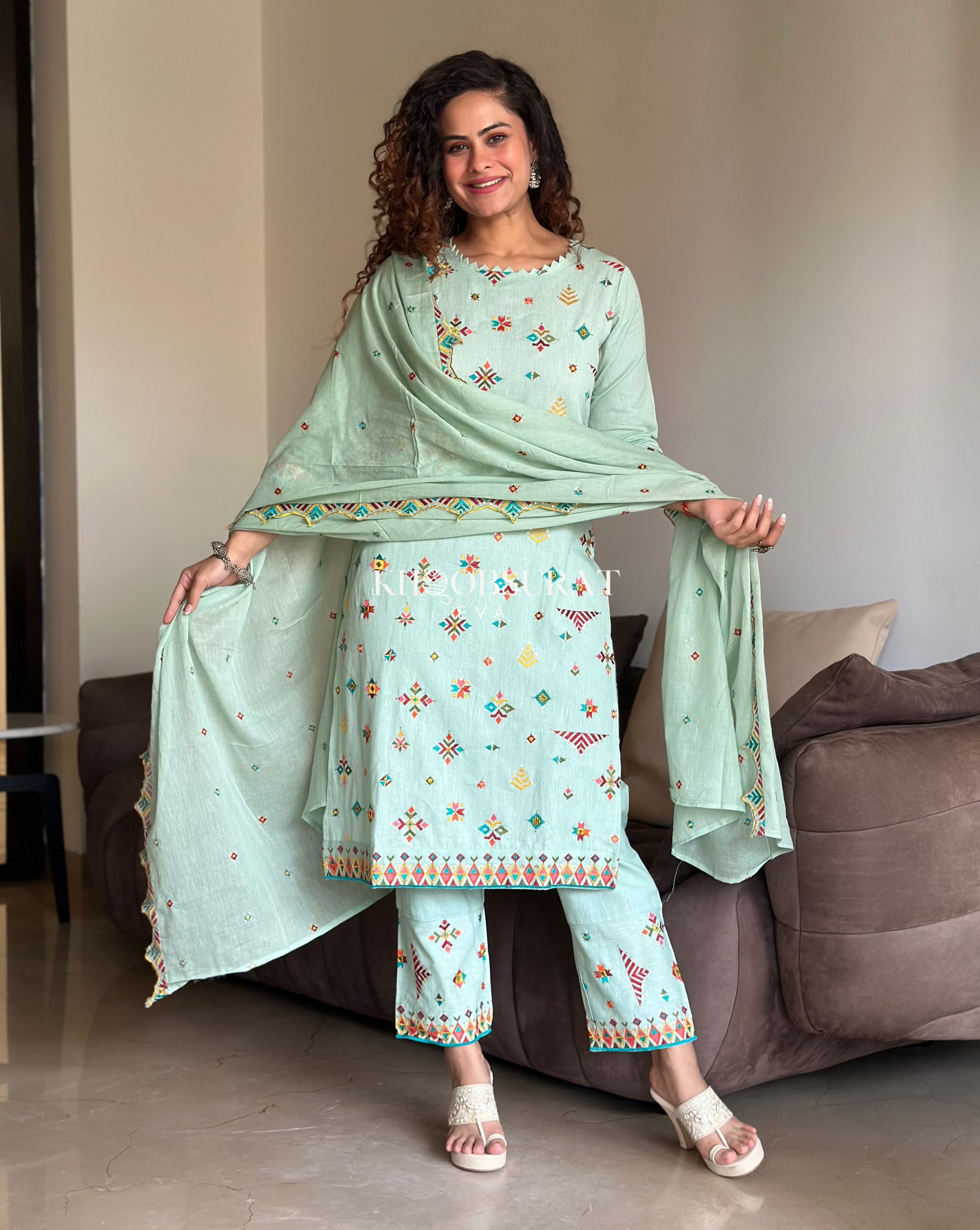 Elegant Sage Green Embroidered Women's Suit Set - Formal Office Wear & Special Occasion Outfit