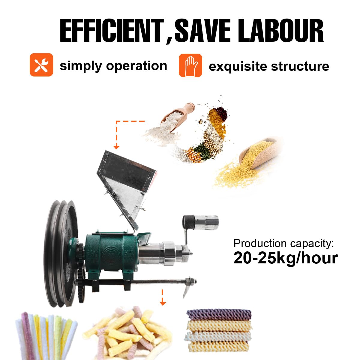 ECUTEE Multi-Function Puffed Food Extruder Machine for Rice, Corn Snacks - Make Cornflakes, Hollow Sticks - Perfect for Street Food Stalls, Home Use & Small Business Snack Production