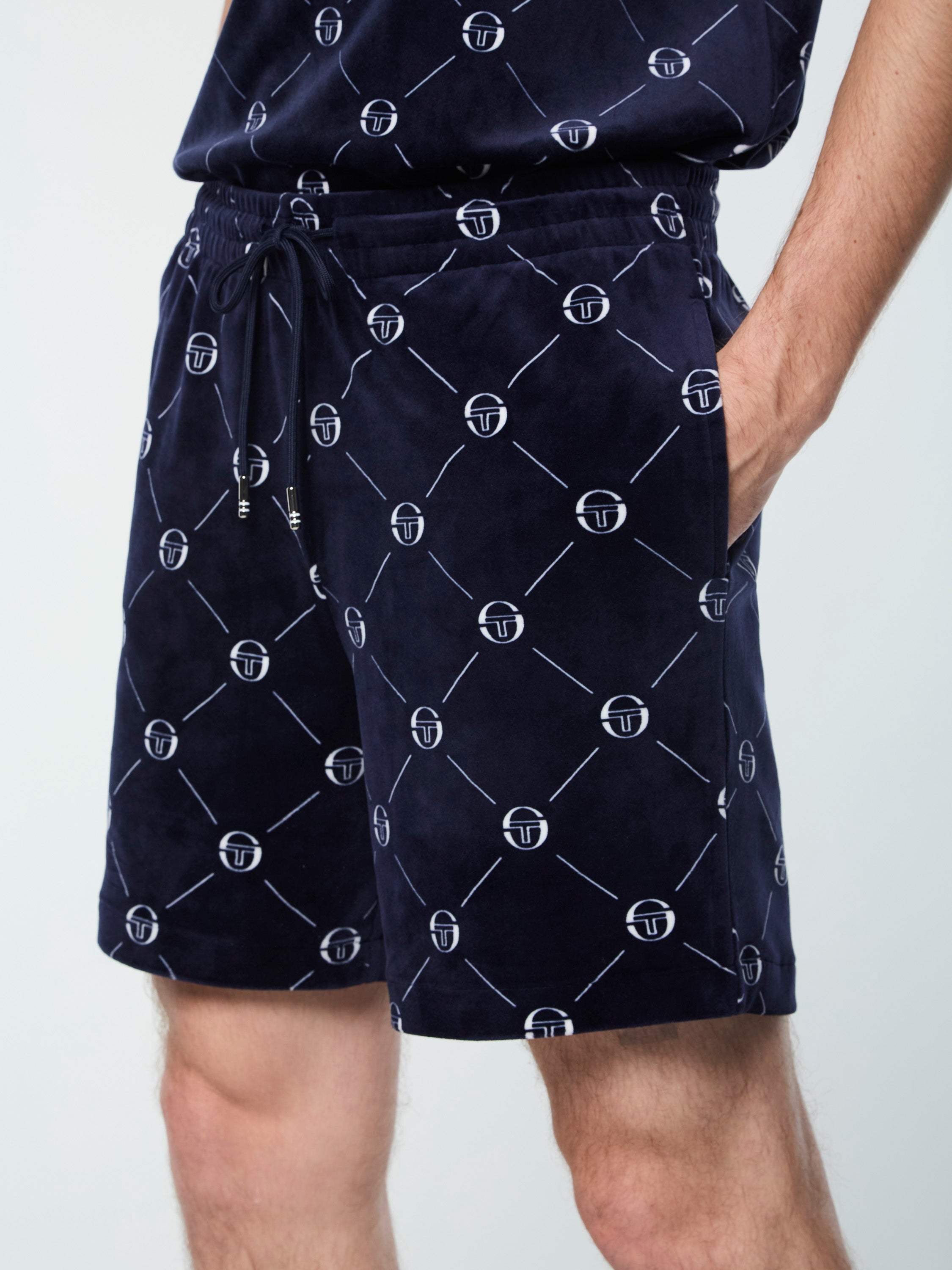 Cosimo Velour Shorts for Men - Soft & Comfortable Maritime Blue Lounge Shorts - Perfect for Relaxing at Home, Lounging & Sleepwear
