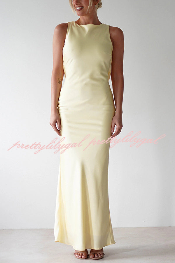 Elegant Solid Color Backless Lace-Up Slim Maxi Dress for Women - Perfect for Evening Parties, Weddings & Date Nights