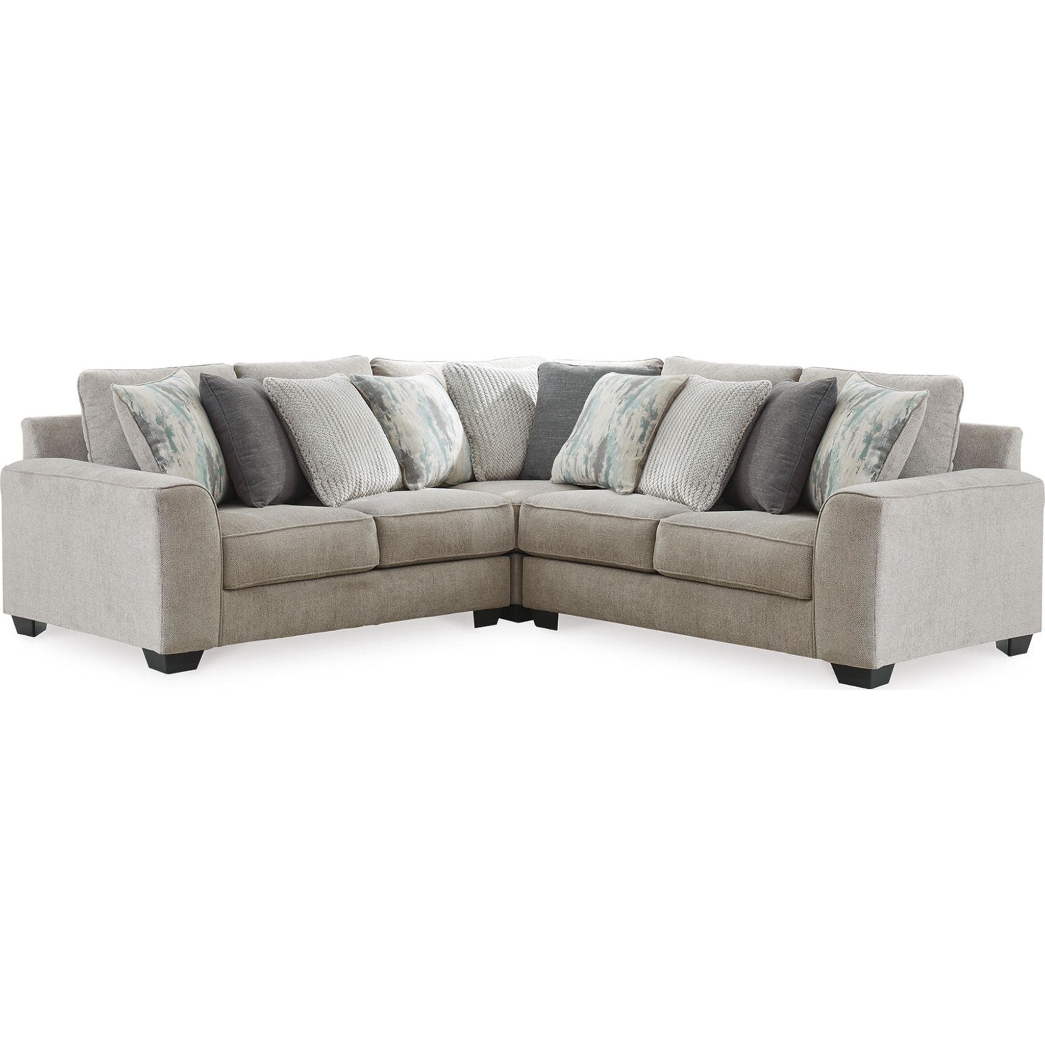Ardsley 3-Piece Sectional Sofa Set with Reversible Chaise - Modern L-Shaped Couch for Living Room, Family Room & Apartment - Soft Fabric Upholstery & Sturdy Wooden Frame
