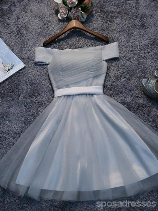 Elegant Off Shoulder Grey Tulle Short Homecoming Dress - CM515 | Perfect for Prom, Party & Special Occasions