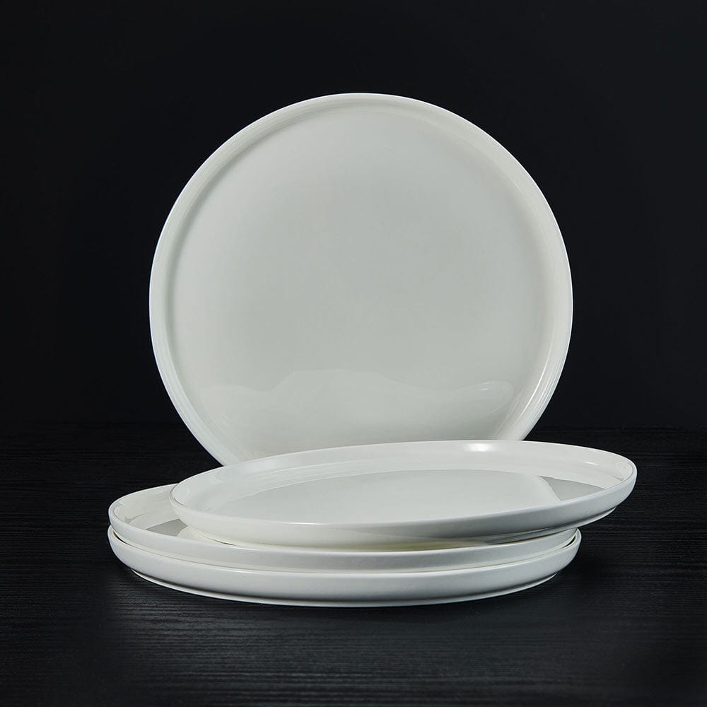 Samantha 4-Piece Dinner Plate Set - Elegant Porcelain Plates for Fine Dining, Everyday Meals & Entertaining - Perfect for Restaurants, Home Kitchens & Special Occasions