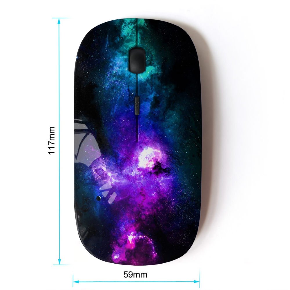 2.4G Wireless Optical Mouse with Neon Purple Blue Galaxy Design - Ergonomic Computer Mouse for Laptop, PC, Gaming & Office Use
